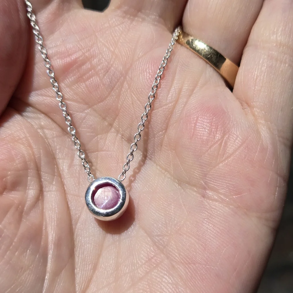 Pink Ruby 4k sterling & gold necklace - Picture 6 of 8